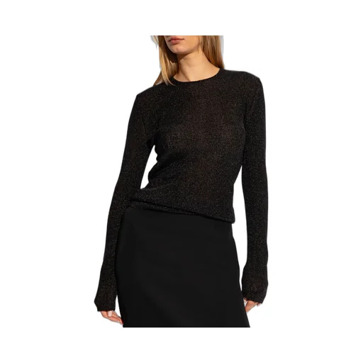Metallic Ribbed-Knit Jumper
