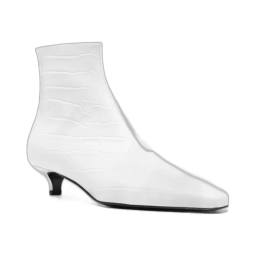 Embossed Kitten Heel Boots