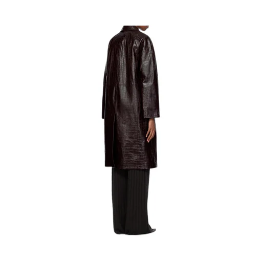 Embossed-Crocodile Leather Maxi Coat