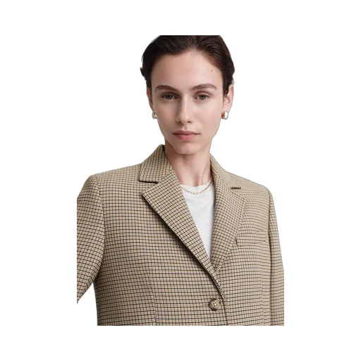 Check-Pattern Single-Breasted Blazer