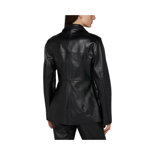 Hourglass Button Leather Jacket