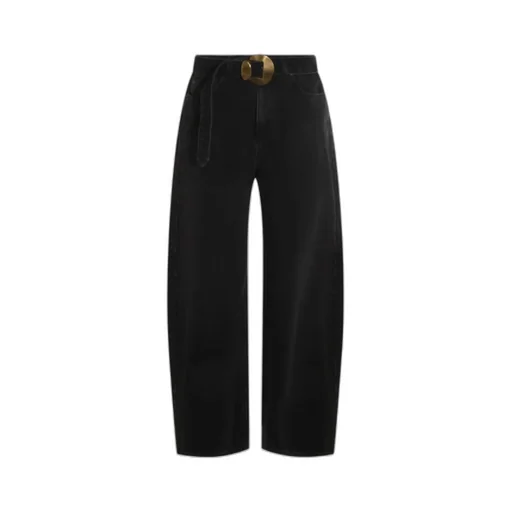 Buckle-Fastened Straight-Leg Jeans