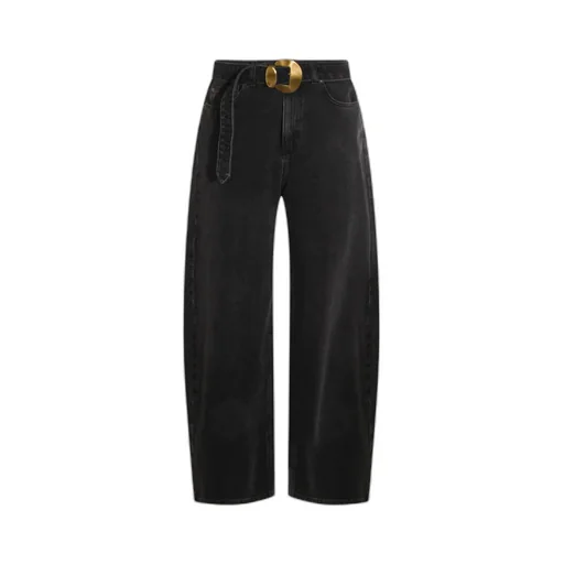 Buckle-Fastened Straight-Leg Jeans