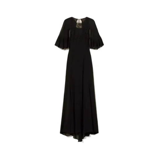 Long Georgette Dress With Embroidery