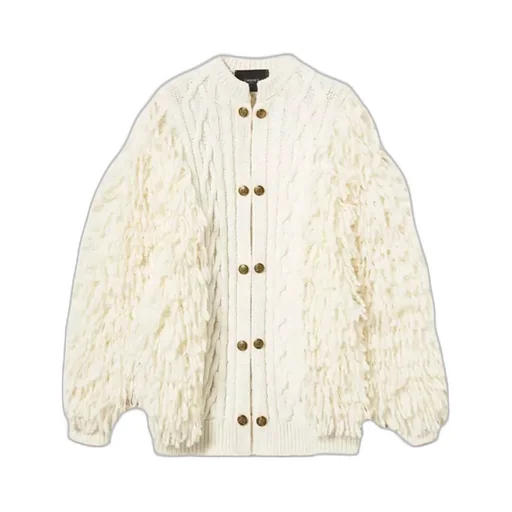 Cable-Knit Fringed Cardigan
