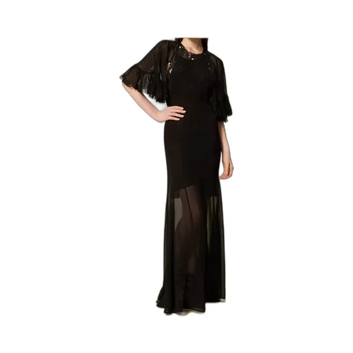Long Georgette Dress With Embroidery