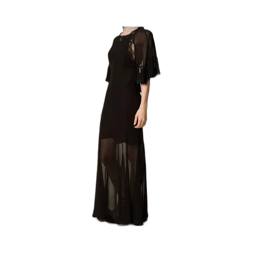 Long Georgette Dress With Embroidery