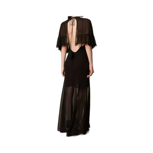 Long Georgette Dress With Embroidery