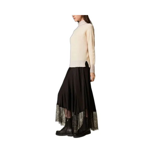 Lace-Trimmed Maxi Skirt
