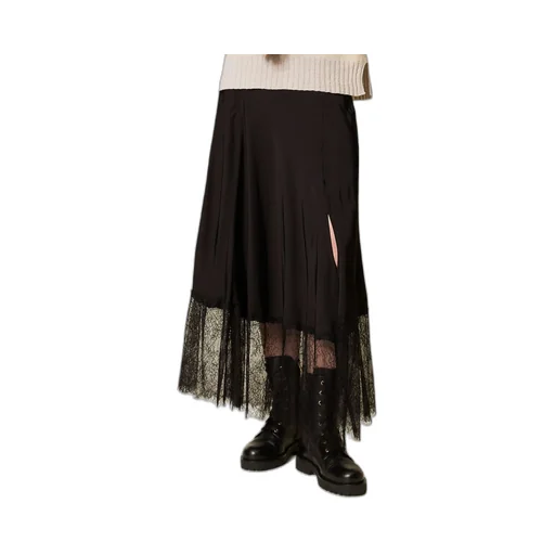 Lace-Trimmed Maxi Skirt