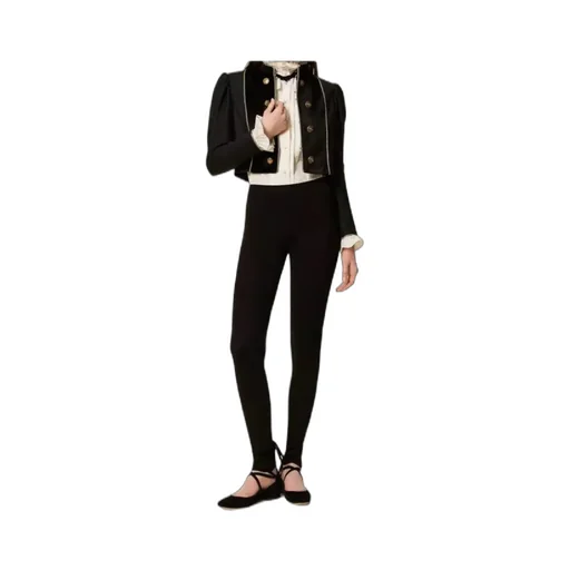 Velvet-Trimmed Puff-Sleeve Jacket