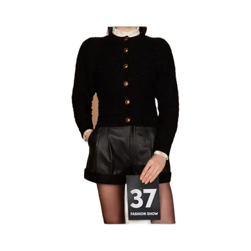 Two-Tone Jacquard Knit Jacket