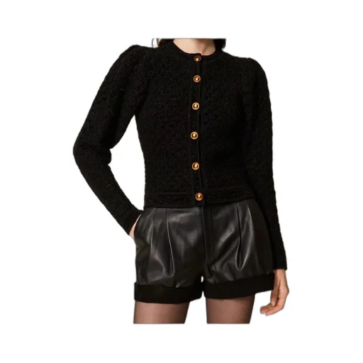 Two-Tone Jacquard Knit Jacket