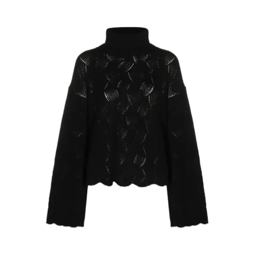 High Neck Scalloped Hem Jumper