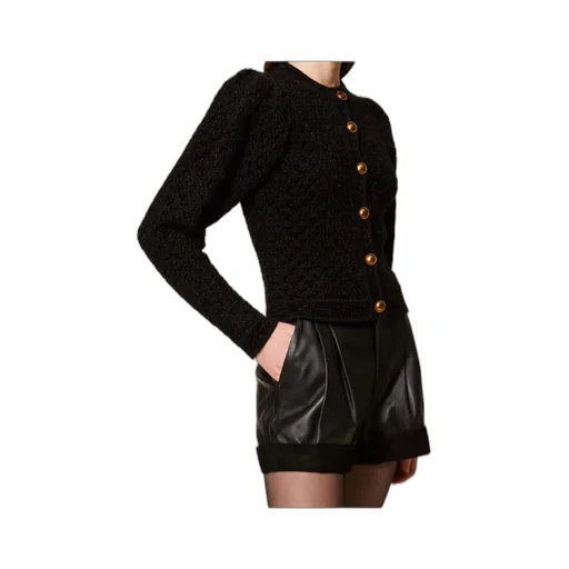 Two-Tone Jacquard Knit Jacket