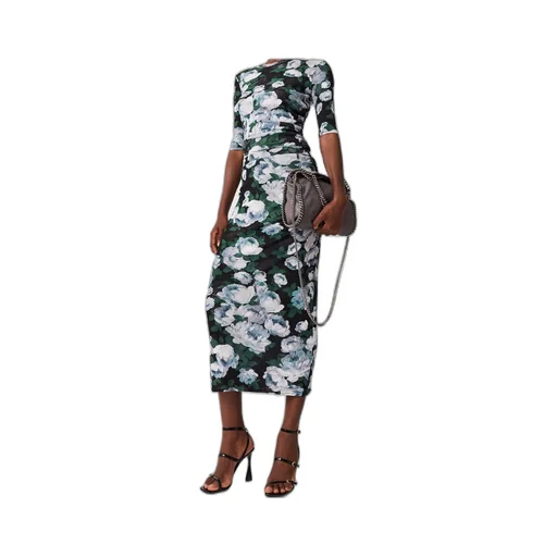 Floral Mesh Midi Skirt
