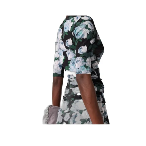 Floral Three-Quarter-Sleeve Mesh Top
