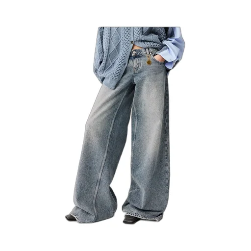 Vintage Wash Wide-Leg Jeans