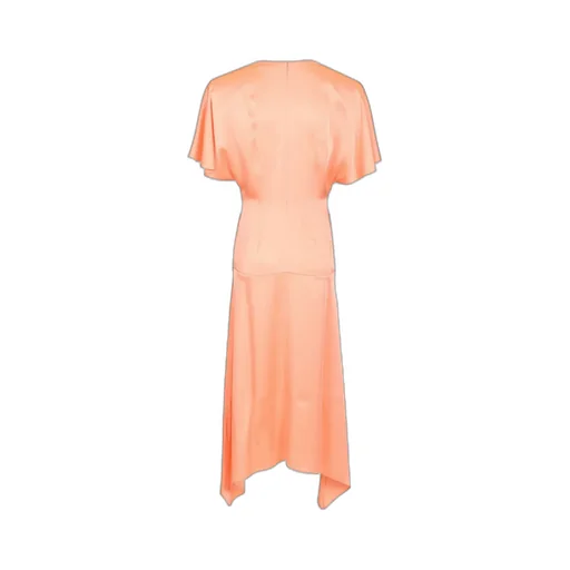 V-Neck Asymmetric Satin Midi Dress
