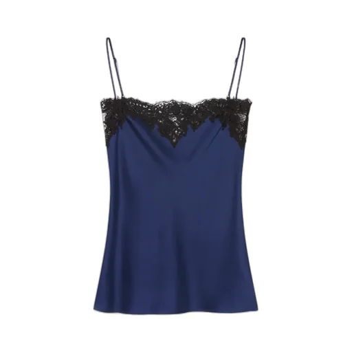 Lace-Trim Satin Top