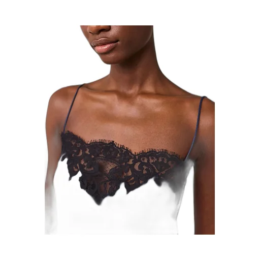Lace-Trim Satin Top