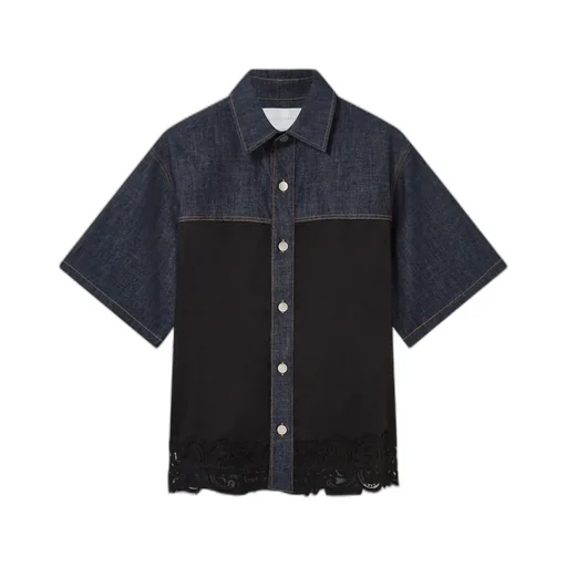 Lace Detailed Short-Sleeve Shirt