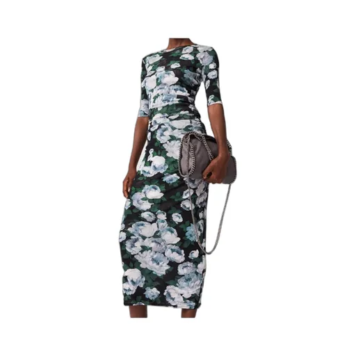 Floral Three-Quarter-Sleeve Mesh Top