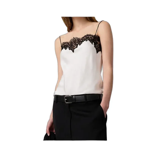 Sleeveless Lace Satin Top