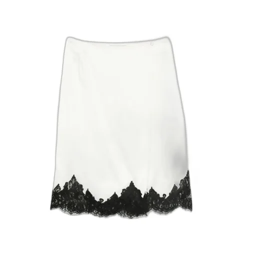 Lace-Trim Satin Midi Skirt