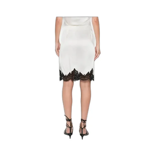 Lace-Trim Satin Midi Skirt