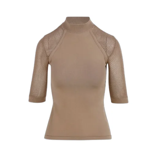 Rib Knitted Mesh Blouse