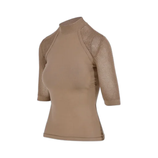 Rib Knitted Mesh Blouse