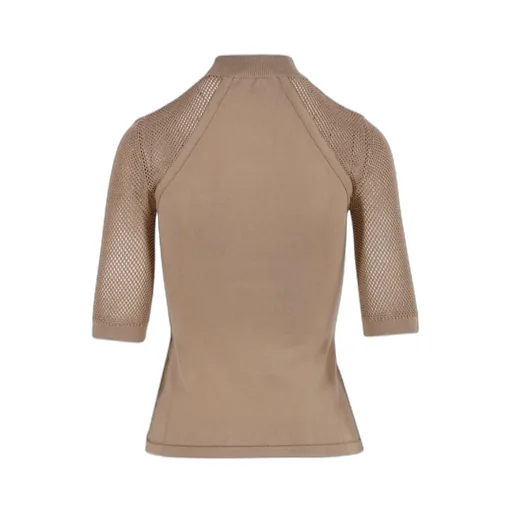 Rib Knitted Mesh Blouse
