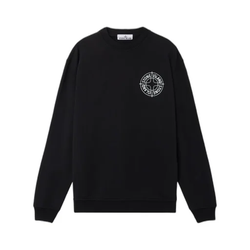 Oversized-Fit Crewneck Sweatshirt With Outline Compass Print