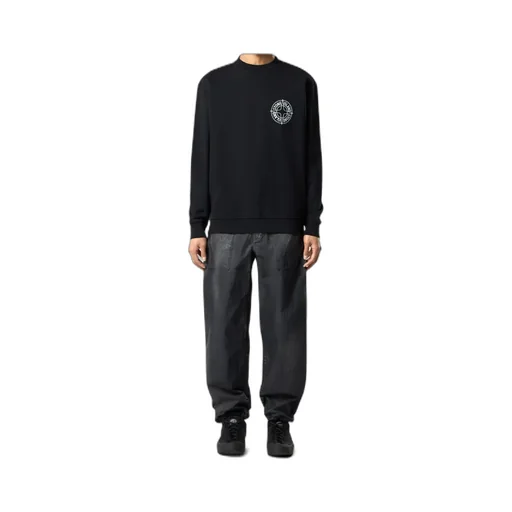 Oversized-Fit Crewneck Sweatshirt With Outline Compass Print