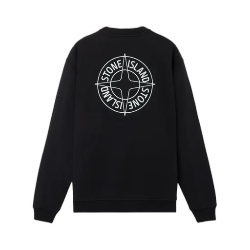 Oversized-Fit Crewneck Sweatshirt With Outline Compass Print