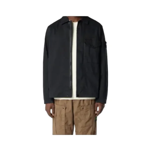 Logo Patch Long Sleeved Shirt Jacket