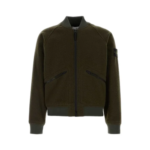 Logo Patch Zipped Bomber Jacket