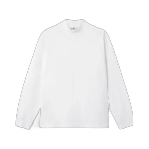 Oversized-Fit Long-Sleeve Mock Neck T-Shirt With Embroidery