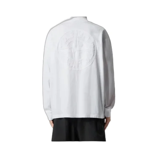 Oversized-Fit Long-Sleeve Mock Neck T-Shirt With Embroidery