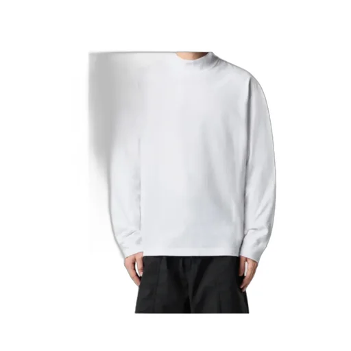 Oversized-Fit Long-Sleeve Mock Neck T-Shirt With Embroidery