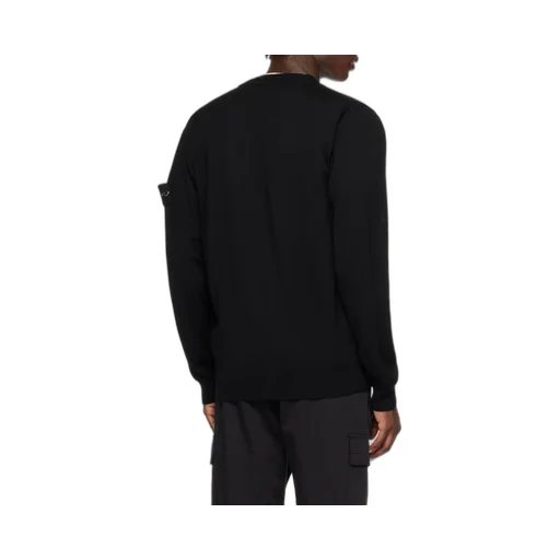 Compass-Motif Virgin Wool Cardigan