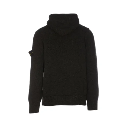 Compass Patch Drawstring Knitted Hoodie