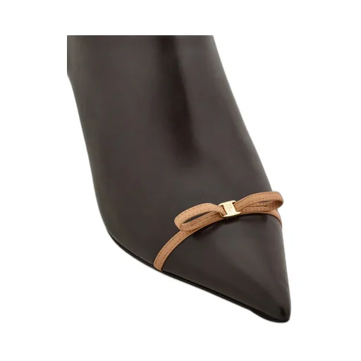 Pointed Ankle Boot With Mini Bow Detail