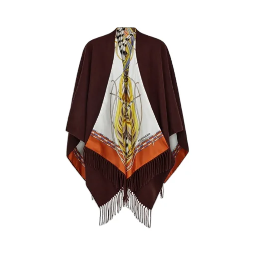 Reversible Rooster Printed Fringed Cape