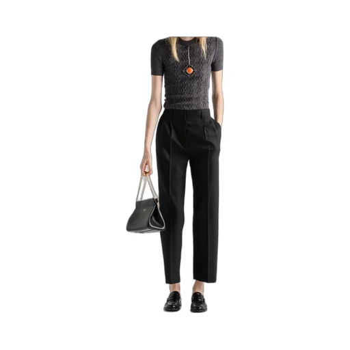 Pendant-Embellishment Short-Sleeve Sweater