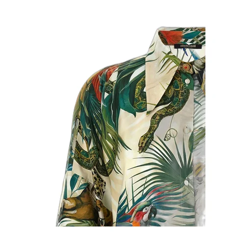 Jungle Printed Wide Sleeved Satin Shirt