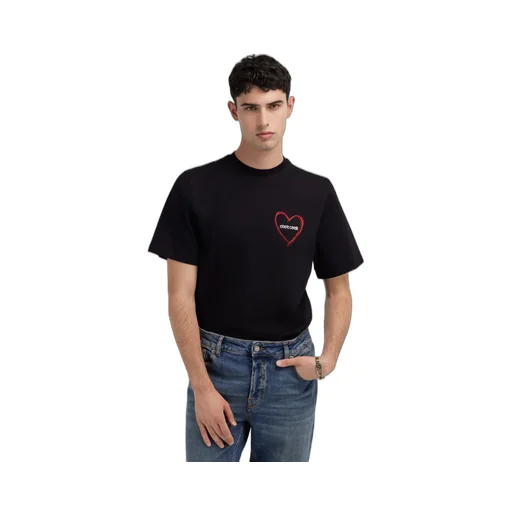 Heart-Embroidered Cotton T-Shirt