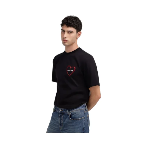 Heart-Embroidered Cotton T-Shirt
