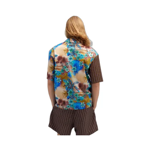 Monogram-Print Panelled Shirt